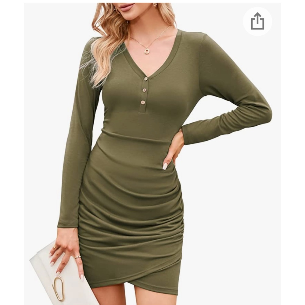 Long Sleeve Ruched Bodycon Dress